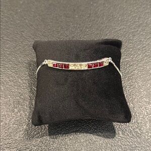 Red and Silver Tennis Bracelet with Vibrant Stones